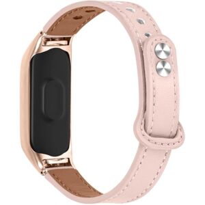 Generic Xiaomi Mi Smart Band 6 / 5 cowhide leather watch strap with rose Pink