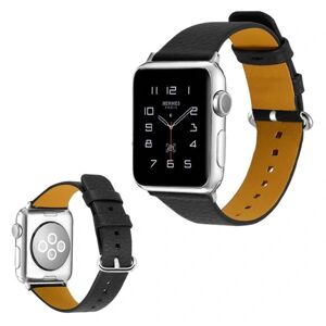 Generic Apple Watch Series 3/2/1 42mm litchi texture watch band - Black Black