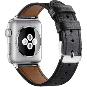 Generic Apple Watch (41mm) Top Layer Koskind ægte Læder Urrem - Sort Black