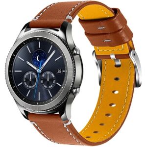 Generic Garmin Vivoactive 4 solid color cowhide leather watch strap - Br Brown