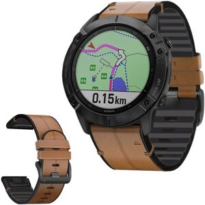 Generic Garmin Fenix 6X / 5X Plus / 3 genuine leather + silicone watch b Brown