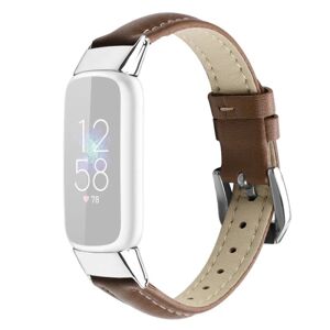 Generic Fitbit Luxe genuine leather watch strap - Coffee / Size: L Brown
