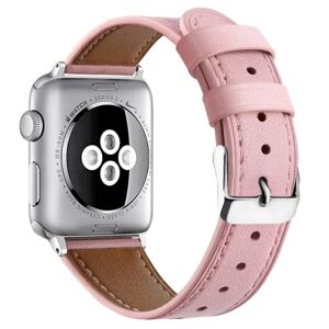Generic Apple Watch (41mm) Top Layer Koskind ægte Læder Urrem - Lyserød Pink