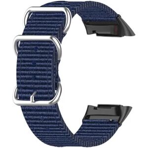 Generic Fitbit Charge 5 elastic nylon watch strap - Dark Blue Blue