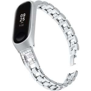 Generic Xiaomi Mi Smart Band 4 / Mi Band 3 G-formet rhombus rustfrit stå Silver grey