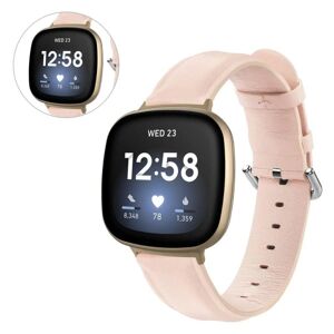 Generic Fitbit Versa 3 ægte læder rem - pink Pink