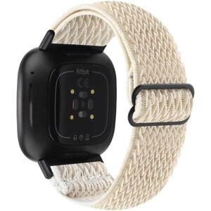 Generic Fitbit Sense 2 / Versa 4 elastic nylon watch strap - Beige Beige