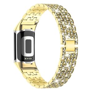 Generic Fitbit Charge 5 rhinestone décor stainless steel watch strap - G Gold