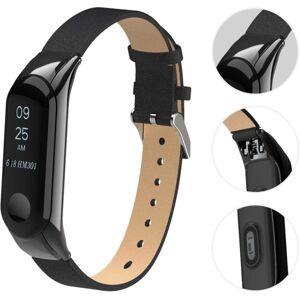 Generic Xiaomi Mi Smart Band 4 ægte læder Urrem - Sort Black