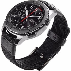 Floveme Stilfuldt nylon armbånd - Samsung Galaxy Watch S3 Frontier Svart 22mm