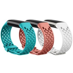 Fitbit Charge 5 armbånd sport silikone 3-pak turkis/koral/hvid