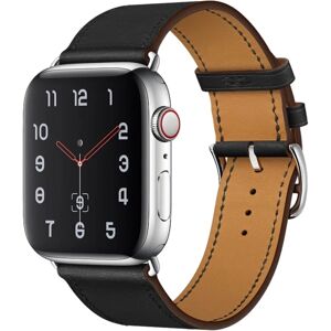 Ægte læderarmbånd Apple Watch 42/44/45/49 mm Sort