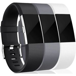 Fitbit Charge 2 armbånd silikone 3-pak Sort/Grå/Hvid (S) - Perfet