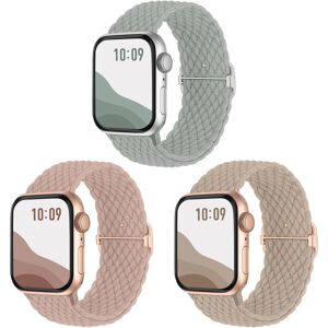 Anti-Slip flettet bånd 3-pack kompatibel til Apple Watch-remme, Justerbar elastisk elastisk erstatningsrem til iWatch Ultra SE 9 8 7 6 5 4 3 2 1