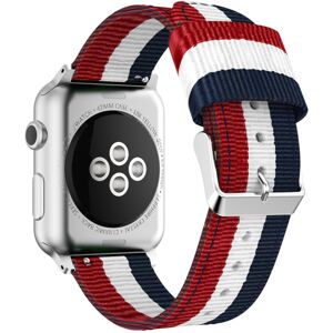 Jensen Apple Watch 44 mm - Eksklusivt armbånd i vævet nylon Blå/Vit/Röd