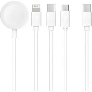 Forcell 4w1 Lightning+USB-C+MicroUSB+Apple Watch-kabel til USB-C