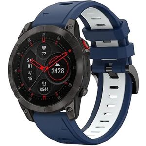 Til Garmin Epix Gen 2 22mm To-farvet Sports Silikone Urbånd Midnight Blue - White