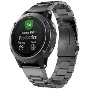 Til Garmin Fenix ​​5 Metalurrem i rustfrit stål med tre perler Black