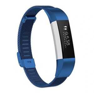 Til Fitbit Alta / Alta Hr / Ace Watch Button Mesh Metal Erstatningsrem Urrem Dark Blue