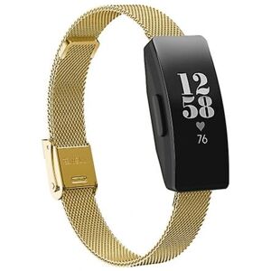 Til Fitbit Inspire / Inspire Hr / Ace 2 Double Insurance Buckle Milanese Watch Band Gold