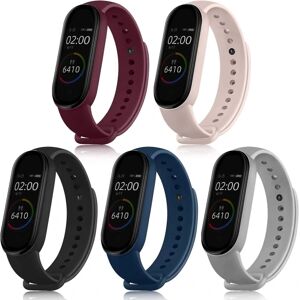 5 pakke sportsbånd til Mi Band 4 bånd & Mi Band 3 bånd, blød silikone (sort/marineblå/grå/vinrød/pink sand)