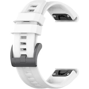 Til Garmin Epix Gen2 22 mm silikone ensfarvet urrem White