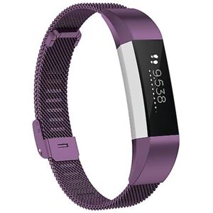 Til Fitbit Alta / Alta Hr / Ace Watch Button Mesh Metal Erstatningsrem Urrem Dark Purple