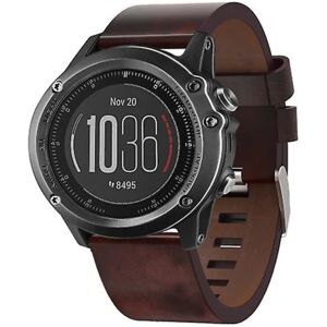 Til Garmin Fenix ​​3 26mm læder stålspænde urrem Brown