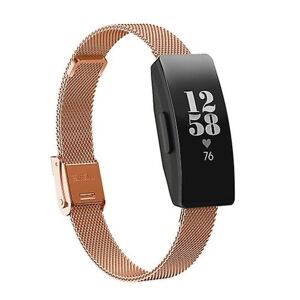 Til Fitbit Inspire / Inspire Hr / Ace 2 Double Insurance Buckle Milanese Watch Band Rose Gold