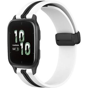 Til Garmin Forerunner Sq2 20mm foldemagnetisk lås Silikone urbånd White-Black