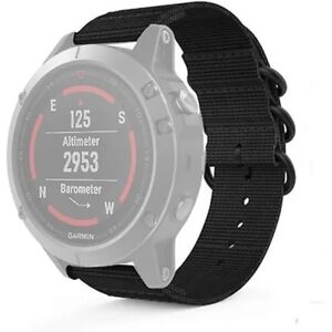 Til Garmin Fenix ​​3 / 5x Universal 26mm tre-rings nylon urrem Black