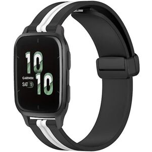 Til Garmin Forerunner Sq2 20mm foldemagnetisk lås Silikone urbånd Black-White