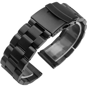 Solid tre-perlet armbånd stige type rustfrit stål sort håndledsrem 18-24 mm universal rem 22mm Black