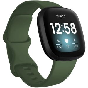 Apple Farverig armbånd håndledsrem til Fitbit Versa 3 ur Soft Band Correa til Fitbit Sense Versa3 urrem tilbehør Mørkegrøn Dark green S