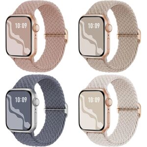 Flettet strækbar Solo Loop kompatibel til Apple Watch Band 4 stk 3 4pcs 3 42/44/45/49mm