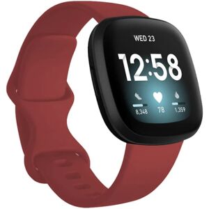 Apple Farverig armbånd til Fitbit Versa 3 ur Soft Band Correa til Fitbit Sense Versa3 urrem tilbehør Mørkerød Dark red L