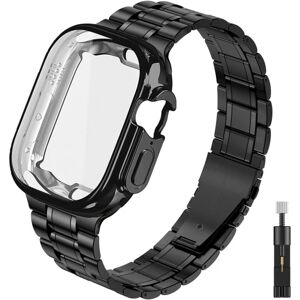 etui+ Rem til Apple Watch Ultra-bånd 44mm 40mm 45mm 41mm 42mm 38mm Metalarmbånd i stål iWatch Series 3 5 6 SE 7 8 sort 49mm Ultra