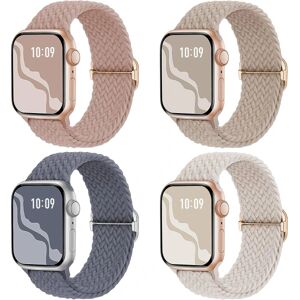 Flettet Stretchy Solo Loop kompatibel til Apple Watch Band 4pcs 3 38/40/41mm