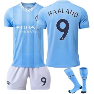 23-24 Manchester City hjemmefotbollströjor 9 Haaland Ny säsong Senaste fotbollströja för voksne barn Goodies Opdatering af sæsonen Kids 22(120-130cm)