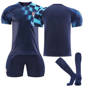Goodies Kroatien Udebanetrøje VM 2022/23 Kroatien Holdtrøje Fodboldtrøje T-shirt shorts sæt Fodbold 3-delt sæt til børn Voksne Kids 28(150-160cm)
