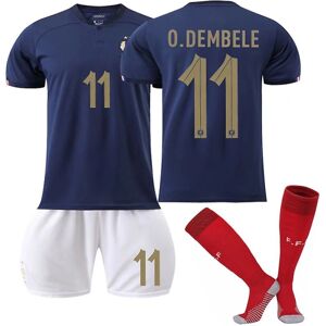 Goodies Frankrig Hjemmetrøje 2022/23 VM O.dembele #11 Fodboldtrøje T-shirt shorts sæt fodbold 3-delt sæt til børn Voksne fodboldtrøjer Kids 28(150-160cm)