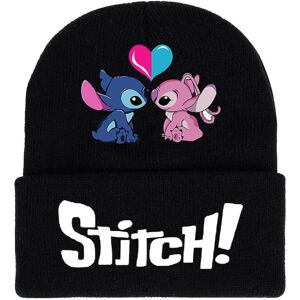 Unisex Lilo Stitch tegneseriefigur trykt strikket beanie hat vinter varm ski cap gave C