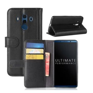 Generic Huawei Mate 10 Pro etui i ægte læder med kortholder - Sort Black