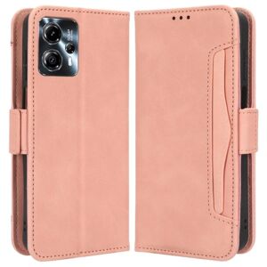 Generic Stilfuldt Læder Etui med Pung til Motorola Moto G23 / G13 - Lyse Pink