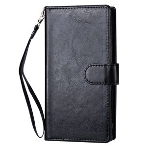 Leman iPhone 12 - Praktisk Robust 9-Card Wallet Case Svart