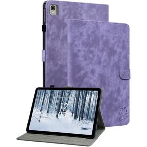 MTK Til Nokia T21 Taske Imprintet Cute Tiger Tablet Cover Kortholder Purple