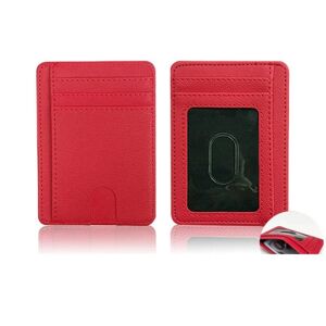 Kortholder til mænd og kvinder RFID Anti-Degaussing Beskyttelsesetui Flere kortpladser Bærbar PU-læder korttaske Red