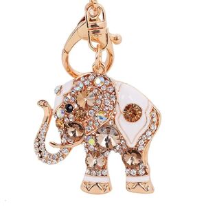 Elefant nøgleringe, krystal nøglering, rhinestone Lucky Elephants nøgleringe, kvinders pung charme, krystal nøglering dame taske vedhæng (1 stk, champagne farve)