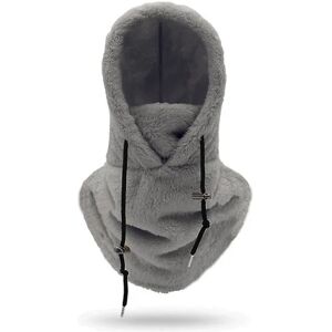 DAO Sherpa Hood Ski Mask Vinter Balaclava Snøre Vindtæt Justerbar Varm Hætte Cover Hat Cap Tørklæde [DB] Grey