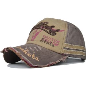 Bullhead baseballkasket Vasket baseballkasket Mænd og kvinder Broken Edge Retro Peaked Cap Syning Bogstaver Hat Cb203w6Brown Adjustable